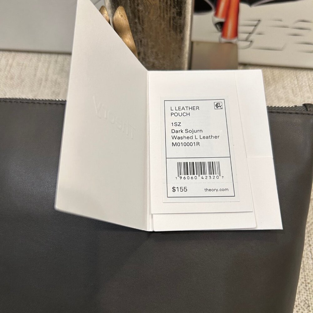 Theory Dark Sojourn Washed Leather Pouch/Clutch - Picture 6 of 8
